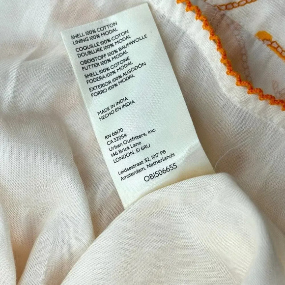 Anthropologie Maeve Sweetheart Mini Dress Floral Print Cream Orange Size XL - Picture 14 of 14